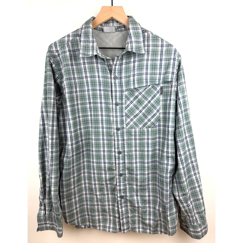 Columbia Insect Blocker‎ Plaid Long Sleeve Shirt Men's M Green Blue Outdoor